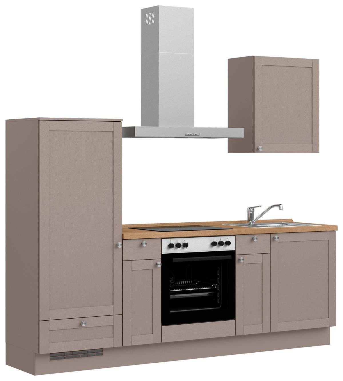 KÜCHENBLOCK Frame 240 cm  in Eichefarben, Beigebraun  - Edelstahlfarben/Eichefarben, MODERN, Holzwerkstoff/Metall (240cm) - Nobilia