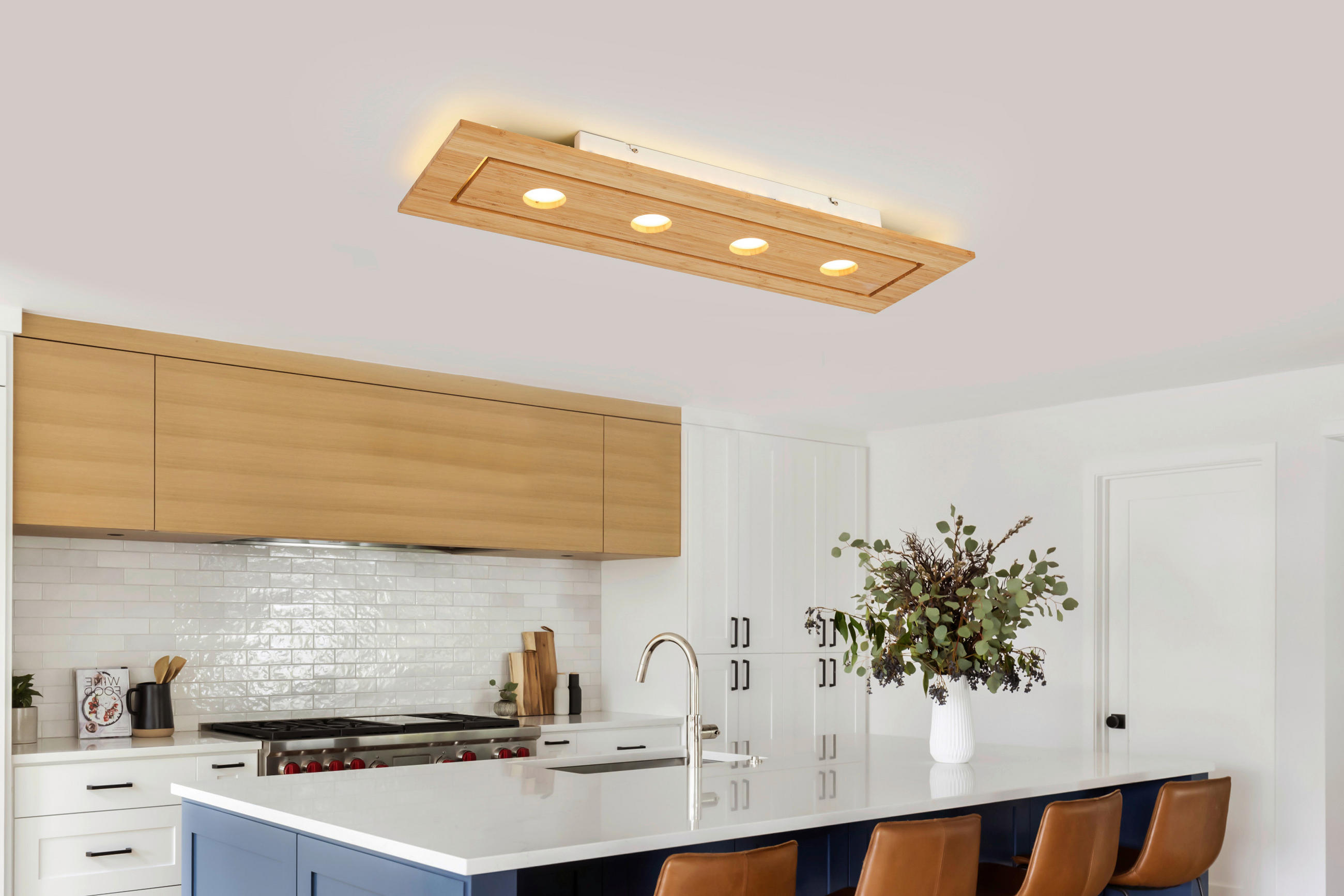 LED-DECKENLEUCHTE 100,5/30,5/6 cm   - Naturfarben/Weiß, KONVENTIONELL, Naturmaterialien/Kunststoff (100,5/30,5/6cm) - Novel