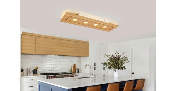 LED-DECKENLEUCHTE 100,5/30,5/6 cm - Naturfarben/Weiß, KONVENTIONELL, Naturmaterialien/Kunststoff (100,5/30,5/6cm) - Novel