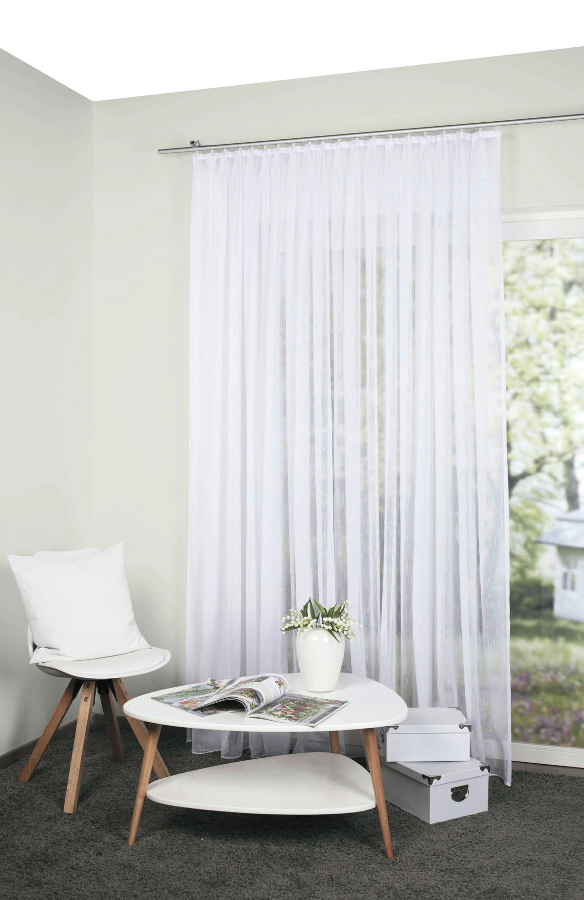 KUSOVÁ ZÁCLONA, 450/175 cm - bílá, Basics, textil (450/175cm) - Schmidt W. Gmbh