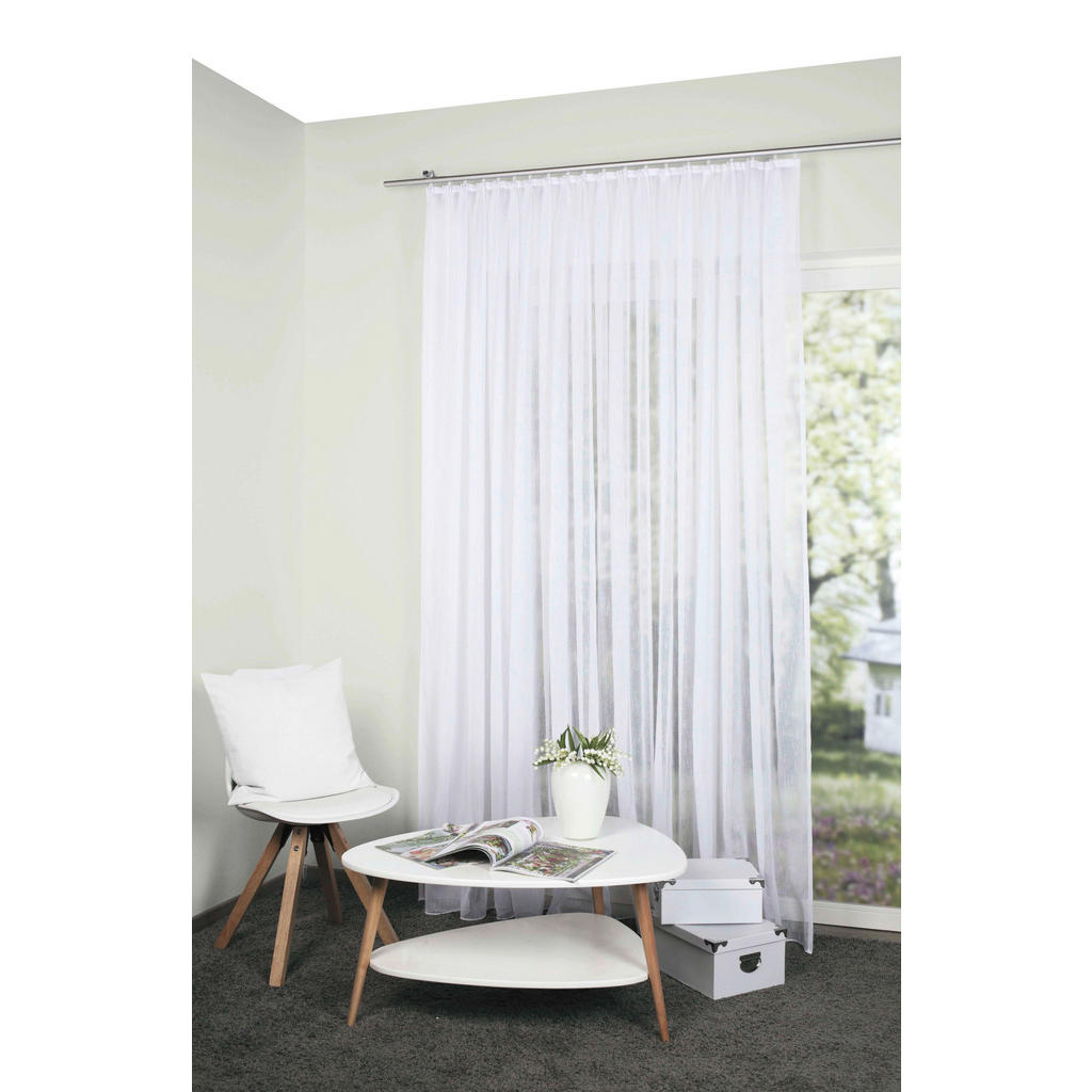 Thumbnail - Fertigstore Alev, Weiß, Textil, Uni, 450x160 cm, Wohntextilien, Gardinen & Vorhänge, Fertiggardinen, Fertigstores