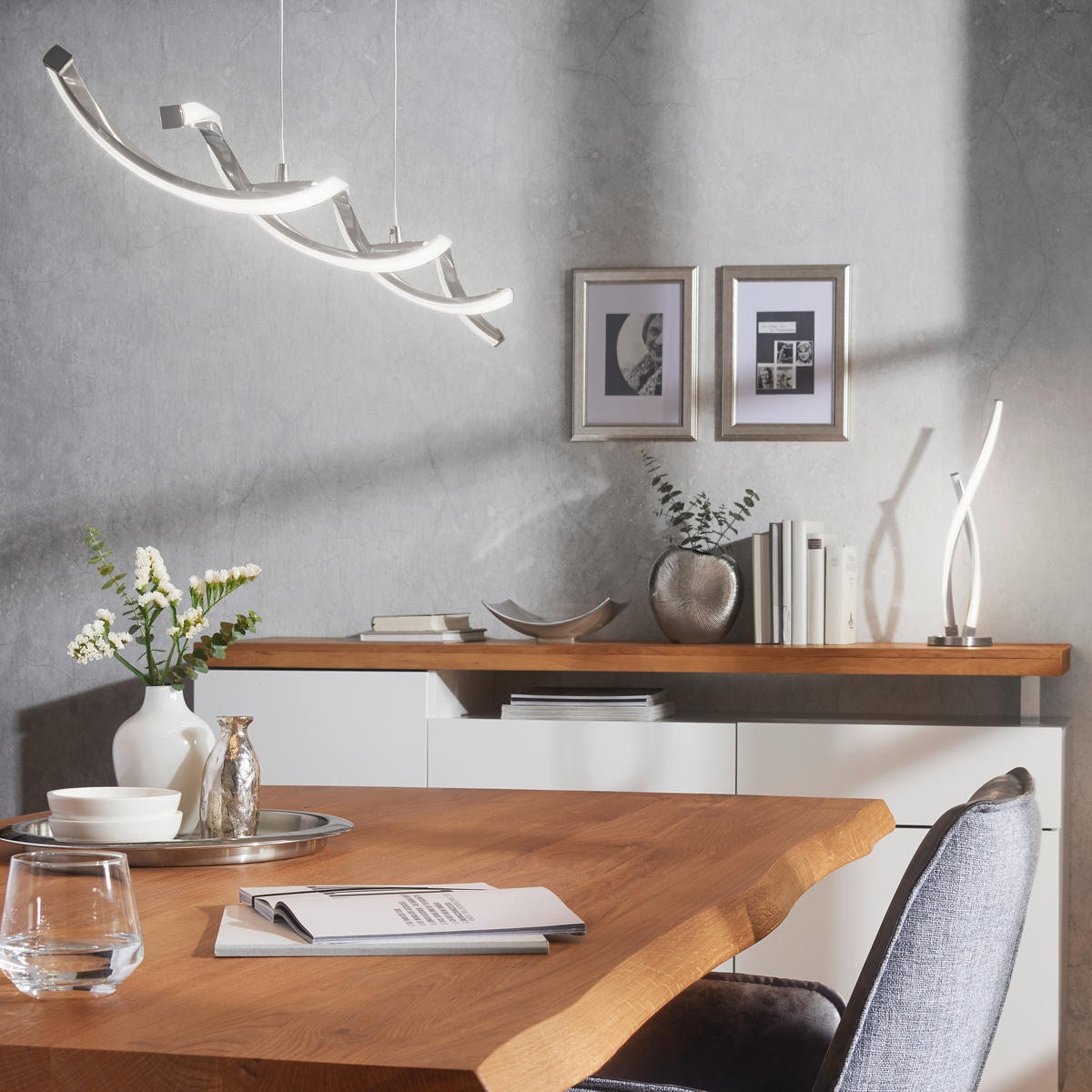 LED-HÄNGELEUCHTE 110/8/140 cm   - Nickelfarben, Design, Metall (110/8/140cm) - Paul Neuhaus