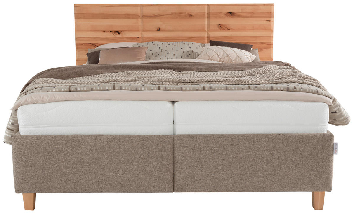 POLSTERBETT 180/200 cm  in Buchefarben, Hellbraun  - Hellbraun/Weiss, Design, Holz/Textil (180/200cm) - Valnatura