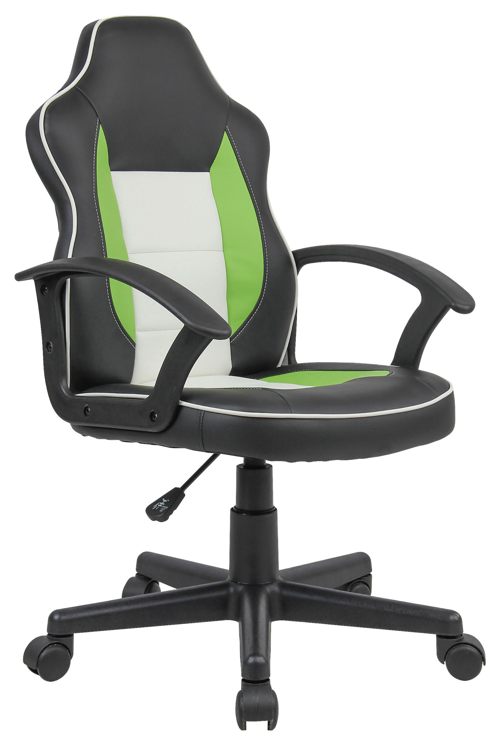 OTOČNÁ ŽIDLE PRO MLÁDEŽ, vzhled kůže, zelená, černá, bílá - bílá/černá, Konvenční, kov/textil (56/98/55cm) - Xora