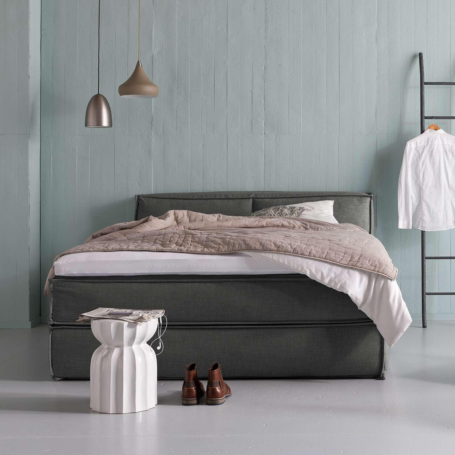 BOXSPRINGBETT 160/220 cm  in Anthrazit  - Anthrazit/Schwarz, Design, Textil (160/220cm) - home24