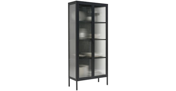 VITRINE in Schwarz - Schwarz, Trend, Glas/Metall (80/180/35cm) - Xora