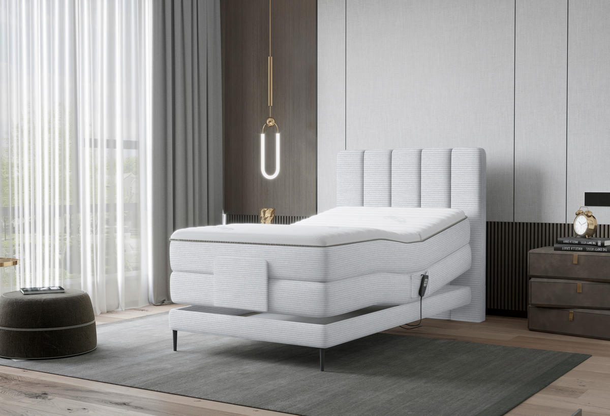 BOXSPRINGBETT 120/200 cm  in Silberfarben  - Silberfarben/Schwarz, Natur, Textil/Metall (120/200cm) - Esposa