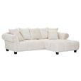 ECKSOFA  in Plüsch Weiß  288/190 cm  - Dunkelbraun/Weiß, KONVENTIONELL, Holz/Textil (288/190cm) - Carryhome