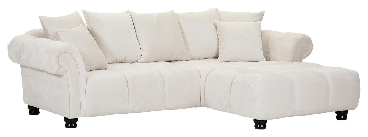 ECKSOFA Weiß Plüsch  - Dunkelbraun/Weiß, KONVENTIONELL, Holz/Textil (288/190cm) - Carryhome