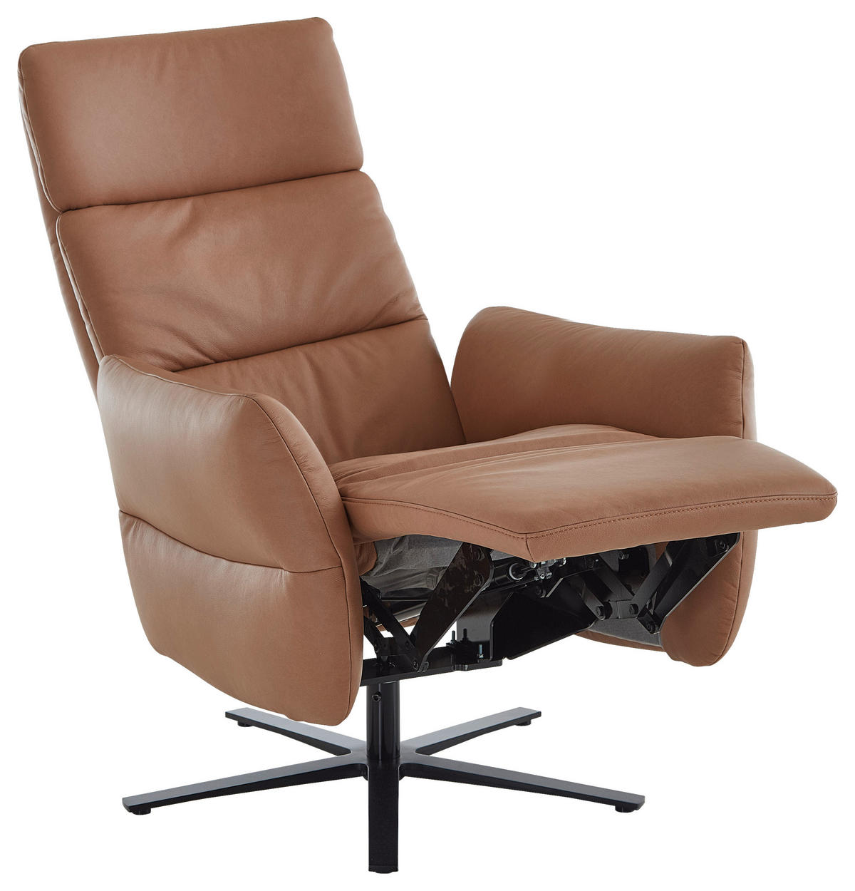 RELAXAČNÍ KŘESLO, kůže, barvy lískového ořechu - černá/barvy lískového ořechu, Design, kov/kůže (82/119/85cm) - Dieter Knoll
