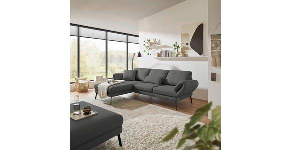 ECKSOFA  in Flachgewebe Dunkelgrau  175-224/255-365 cm  - Dunkelgrau/Schwarz, Design, Textil/Metall (175-224/255-365cm) - Dieter Knoll