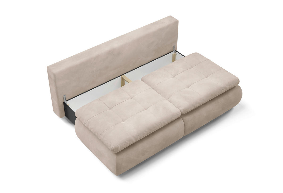 SCHLAFSOFA MYSTIC  mit Plüsch Beige  - Beige/Schwarz, Design, Kunststoff/Textil (220/94/114cm) - Livetastic