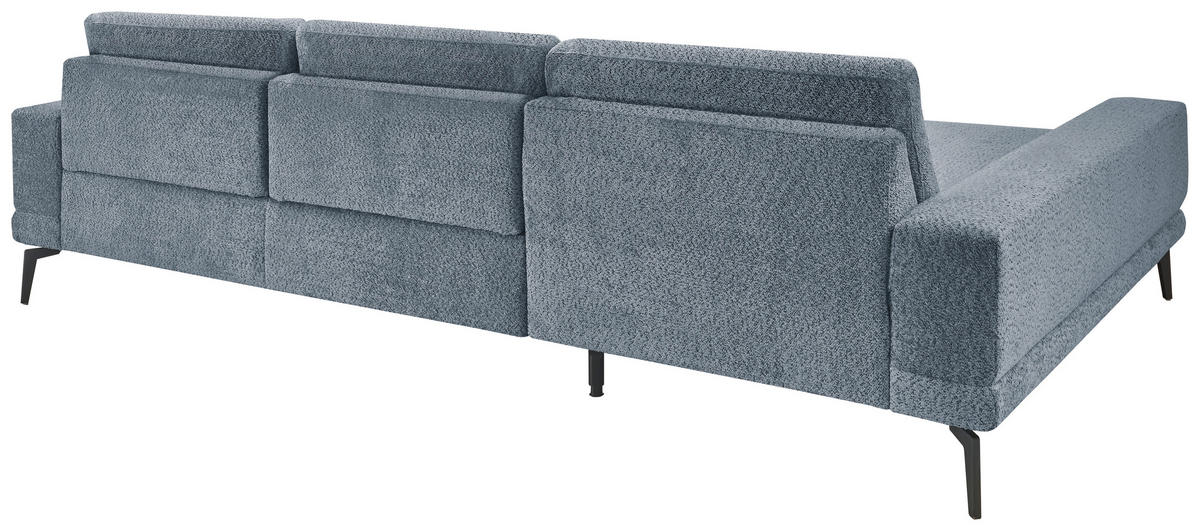 ECKSOFA Blau Chenille  - Blau/Schwarz, KONVENTIONELL, Textil/Metall (184/294cm) - SetOne by Musterring