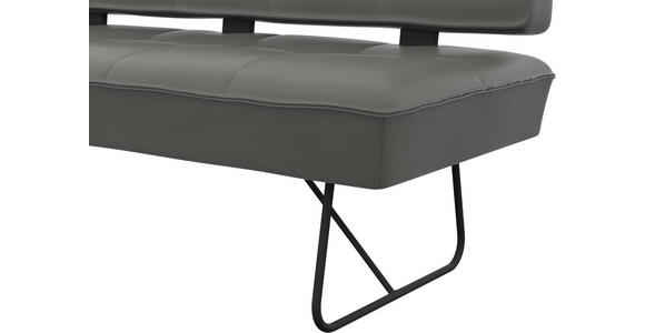 SITZBANK in Metall, Leder Dunkelgrau  - Dunkelgrau/Schwarz, Design, Leder/Metall (185/88/66cm) - Moderano