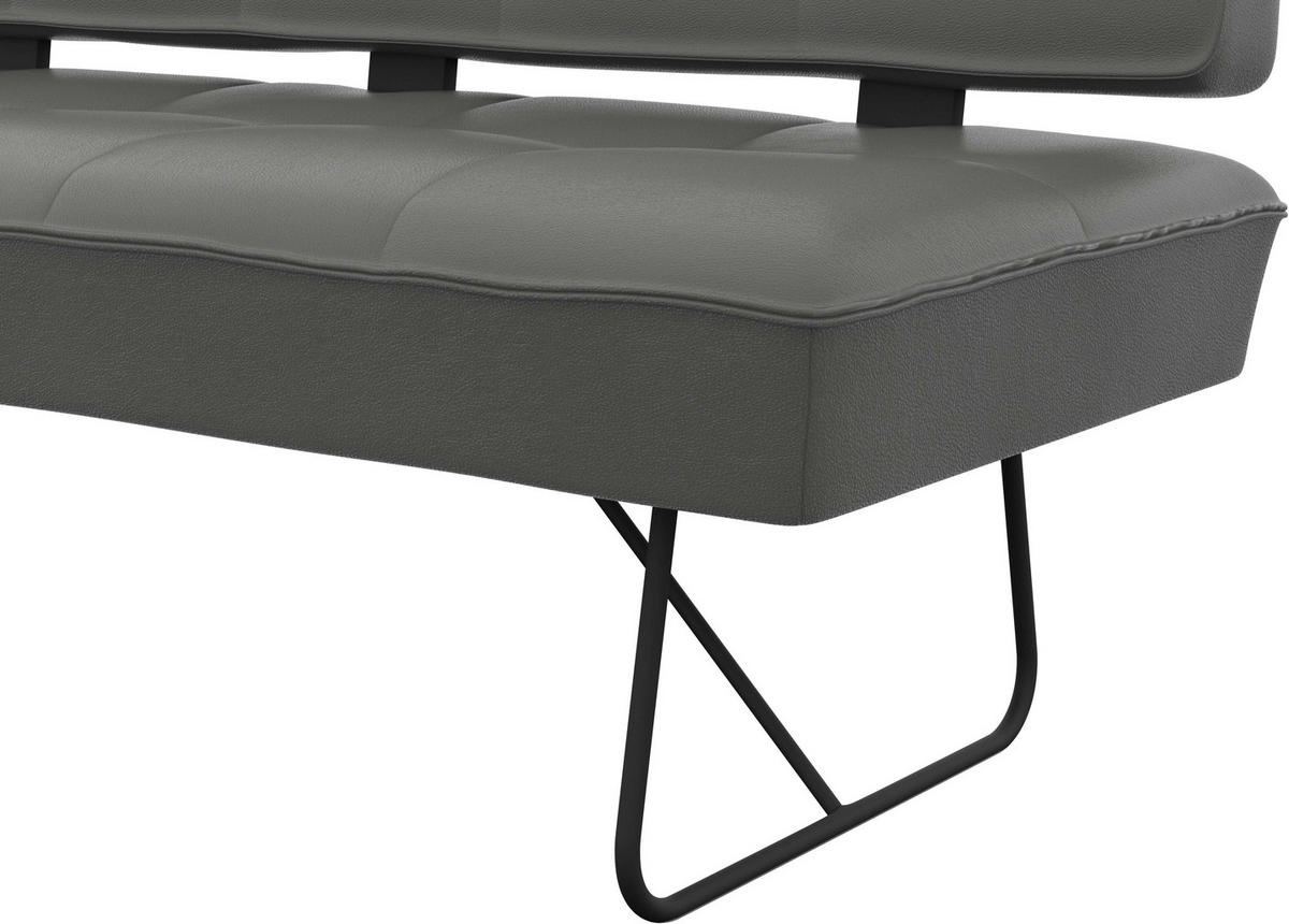 SITZBANK 165/88/66 cm Echtleder Dunkelgrau  - Dunkelgrau/Schwarz, Design, Leder/Metall (165/88/66cm) - Moderano