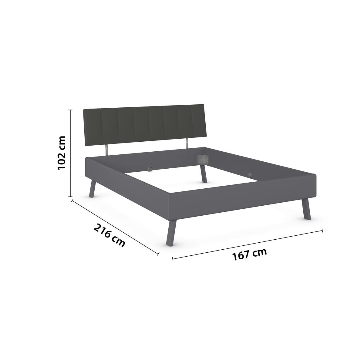 BETT 160/200 cm,  in Grau,  - Grau, Design, Textil/Metall (160/200cm) - Carryhome