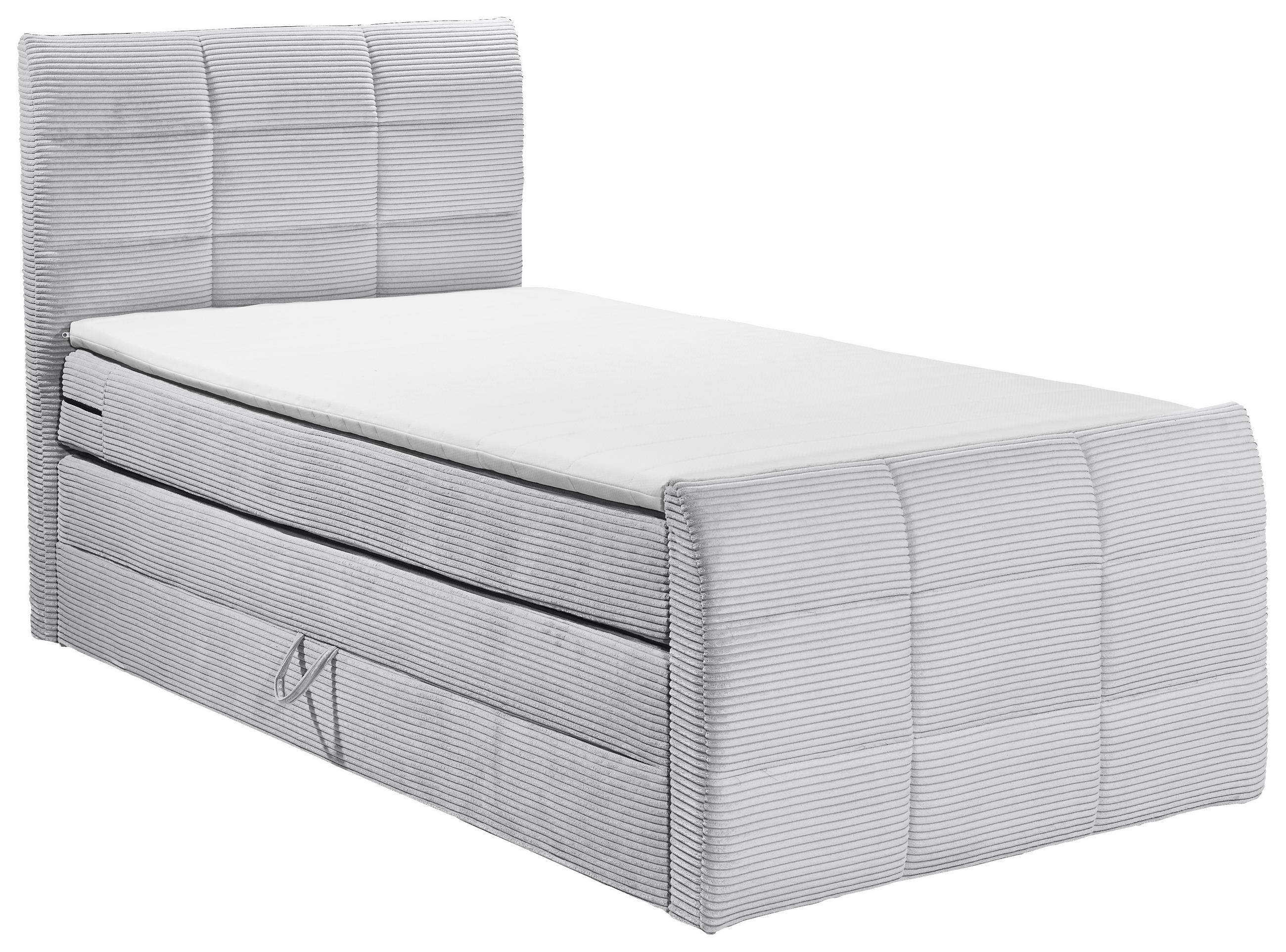 BOXSPRINGBETT 100/200 cm  in Hellgrau  - Hellgrau/Schwarz, MODERN, Holzwerkstoff/Kunststoff (100/200cm) - MID.YOU