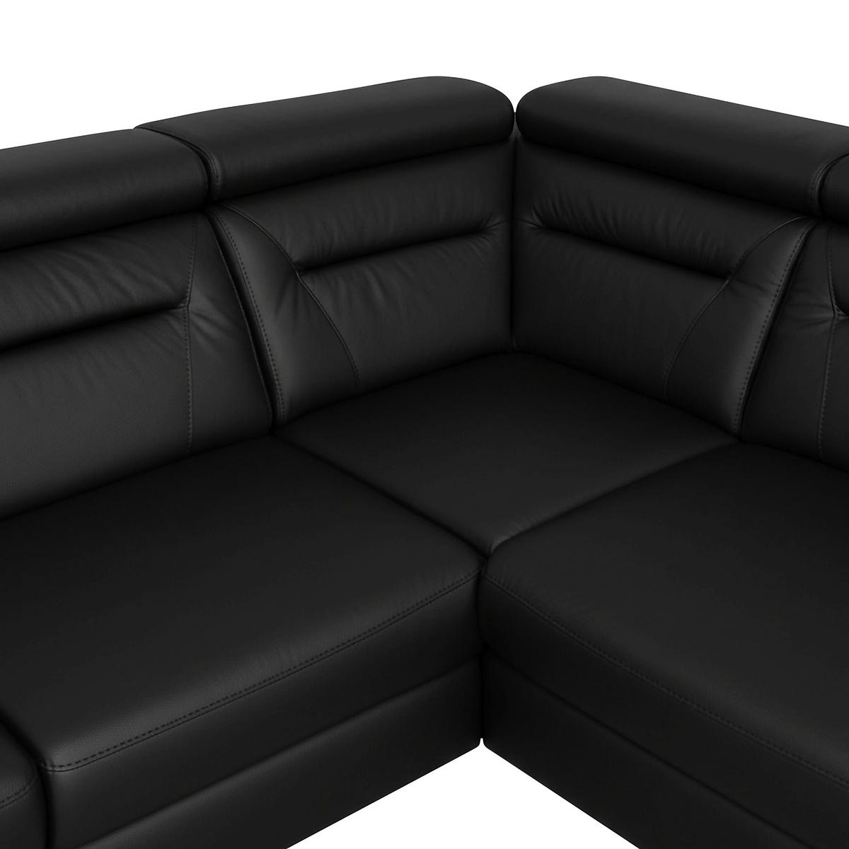 ECKSOFA Schwarz Echtleder Lederlook Bettkasten, Schlaffunktion, Rücken echt, Kopfteilverstellung  - Wengefarben/Schwarz, Design, Leder/Holz (260/212cm) - Celina Home