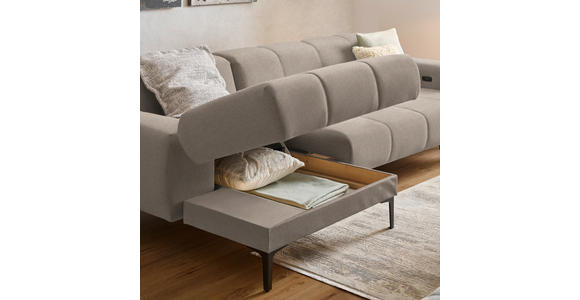 ECKSOFA in Chenille Beige 167/311 cm - Beige/Schwarz, Design, Textil/Metall (167/311cm) - Xora