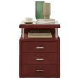 NACHTSCHRANK 51/66/42 cm  - Chromfarben/Weinrot, KONVENTIONELL, Glas/Textil (51/66/42cm) - Dieter Knoll