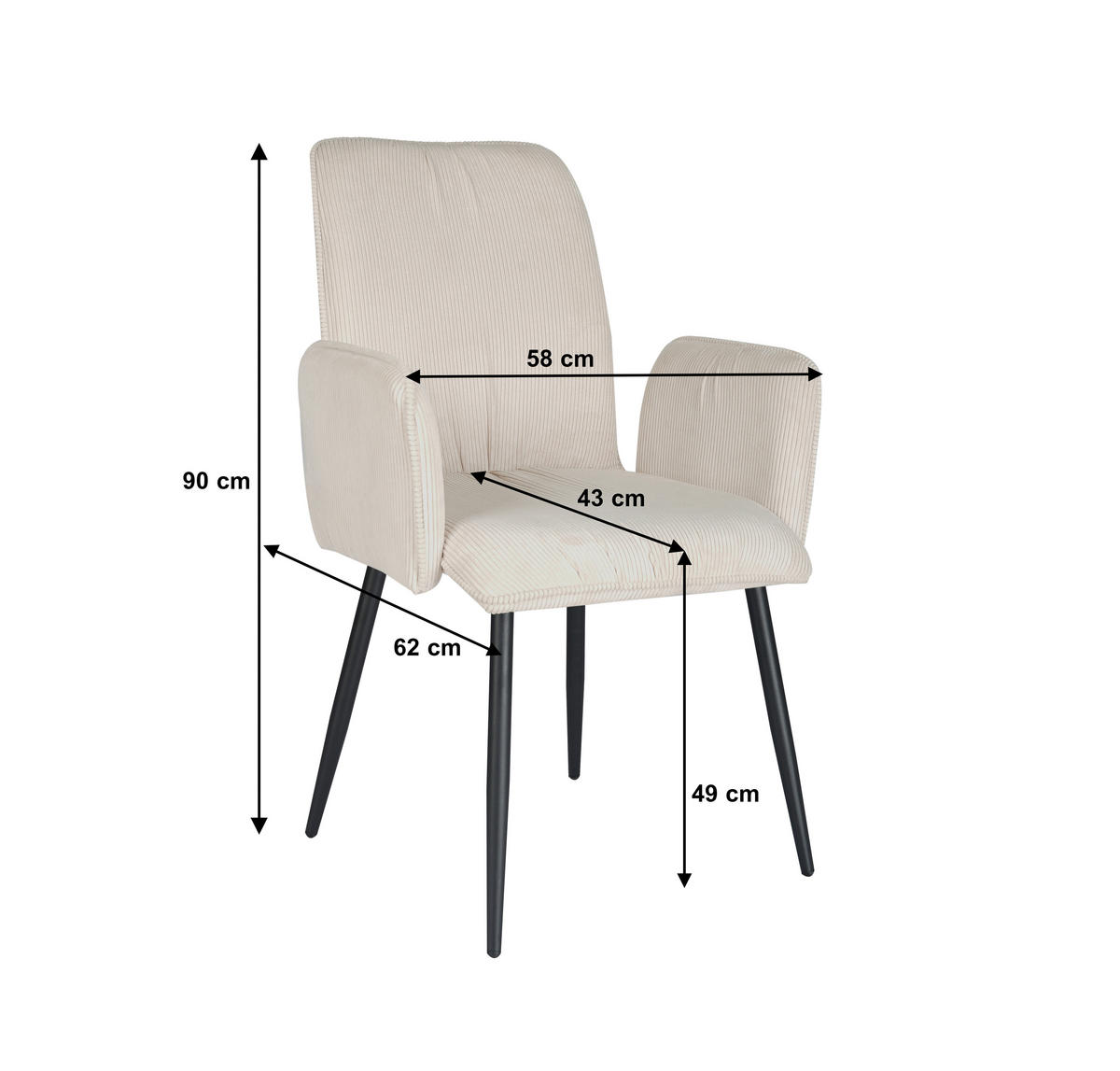 NASLANJAČ, kovina, tekstil črna, bež  - črna/bež, Design, kovina/tekstil (58/90/62cm) - Stylife