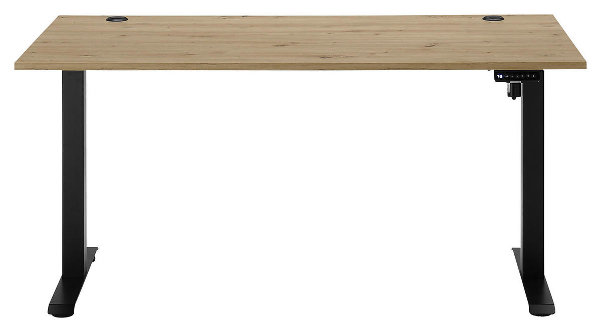 SCHREIBTISCH 160/77/72-120 cm  in Eiche Artisan  - Schwarz/Eiche Artisan, MODERN, Holzwerkstoff/Metall (160/77/72-120cm) - Carryhome