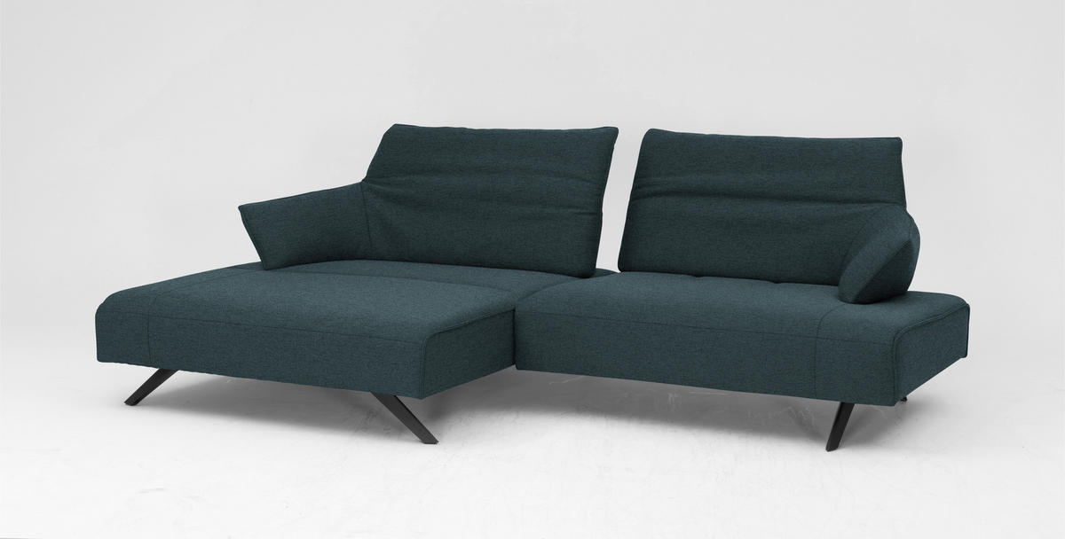 ECKSOFA in Struktur Hellblau  - Anthrazit/Hellblau, Design, Textil/Metall (165/276cm) - Himolla