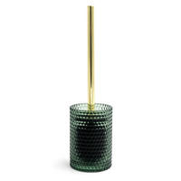 WC-BÜRSTE in Metall, Glas  Kunststoff   - Dunkelgrün/Goldfarben, Basics, Glas/Kunststoff (9,5/35/9,5cm) - Sadena