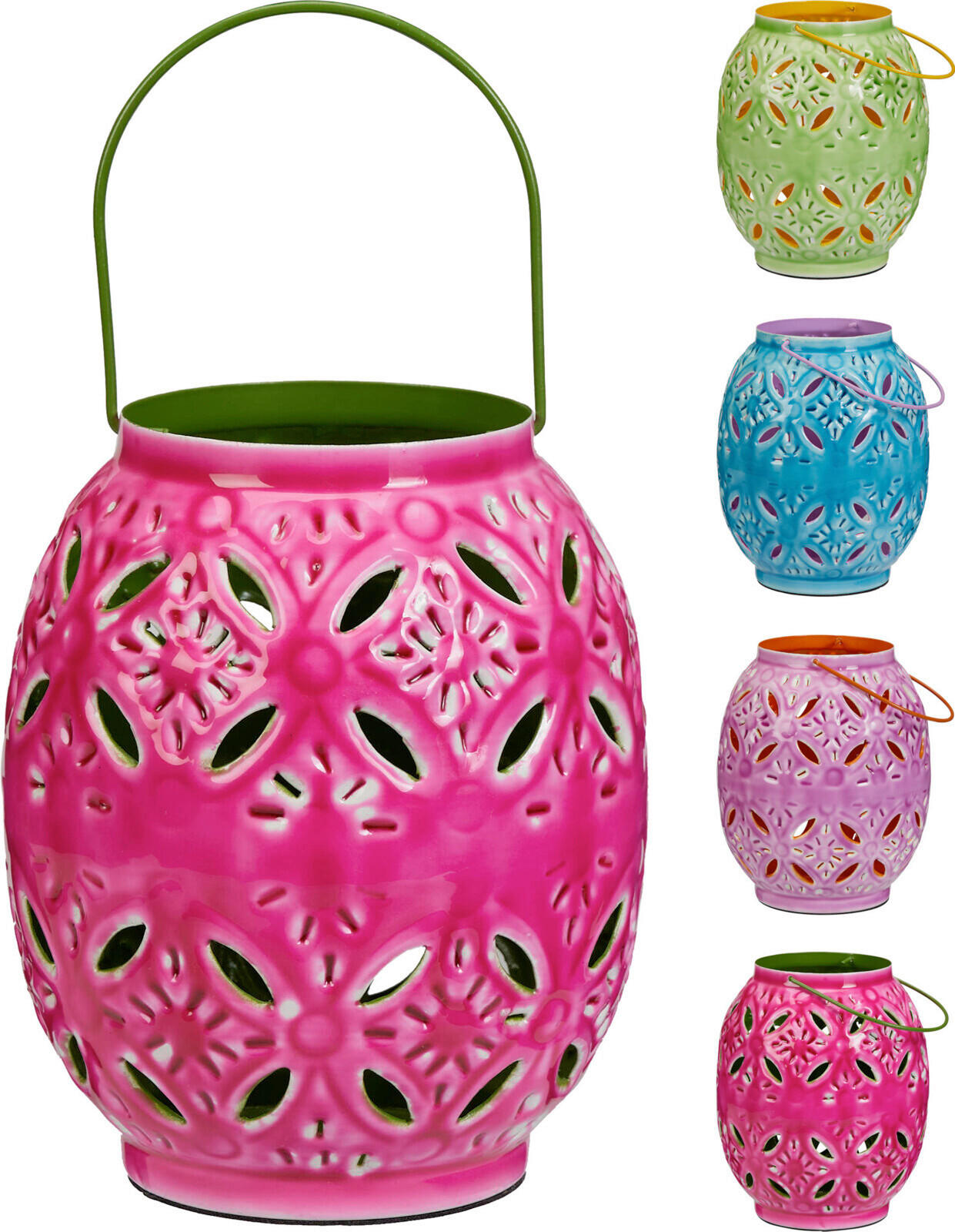 LATERNE - Blau/Pink, Design, Metall (15/18/17cm)