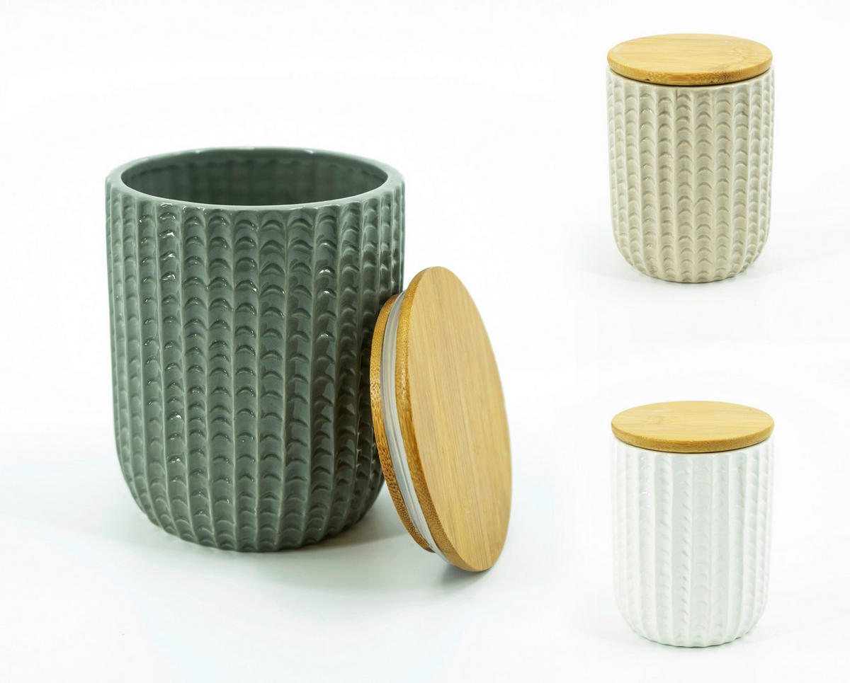 POSODA ZA SHRANJEVANJE        13/16,5 cm      - siva/bela, Basics, les/keramika (13/16,5cm)