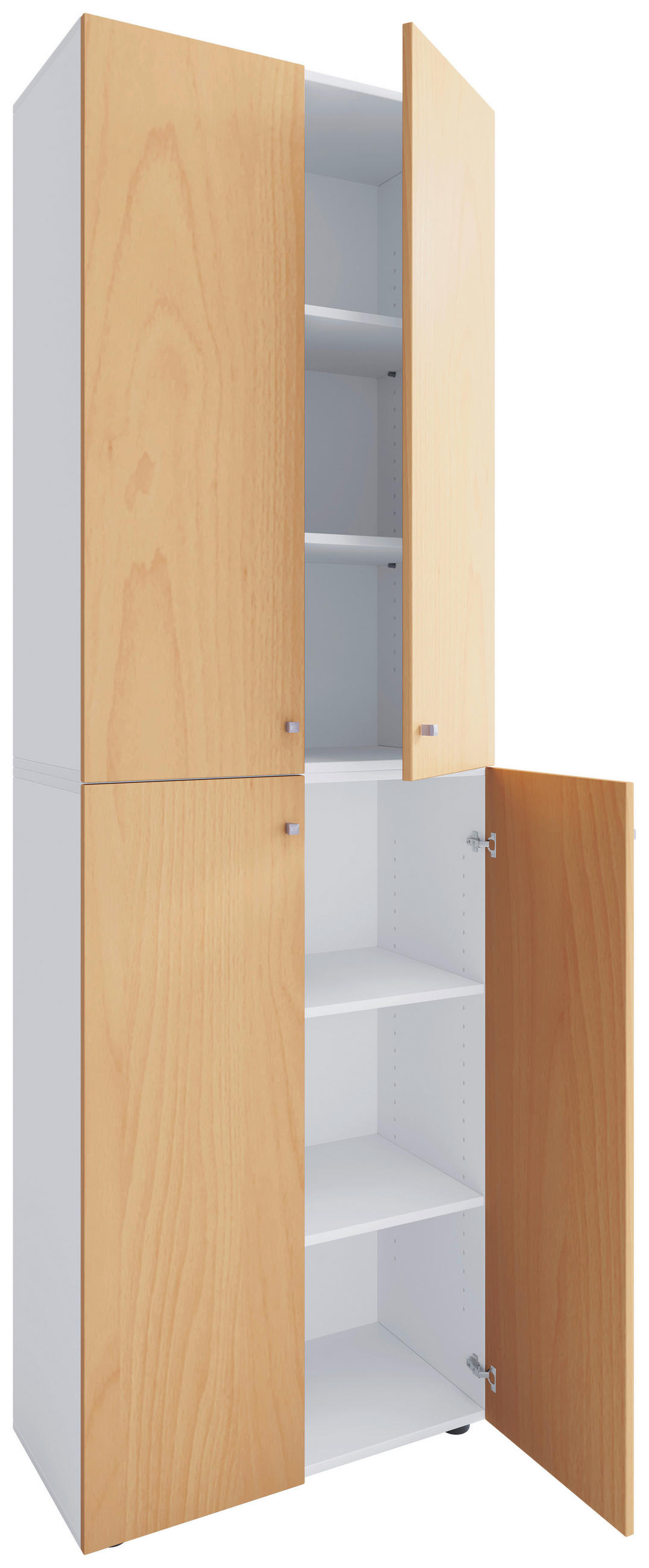 SCHUHSCHRANK Lona  in 70/220/40 cm  - Weiss/Silberfarben, Design, Holzwerkstoff/Kunststoff (70/220/40cm) - MID.YOU