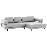 ECKSOFA in Echtleder Weiss  - Weiss/Schwarz, Design, Leder/Metall (307/188cm)