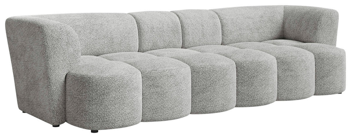 VIERSITZER-SOFA 307/84/107 cm  in Chenille Grau  - Schwarz/Grau, MODERN, Kunststoff/Textil (307/84/107cm) - Milino