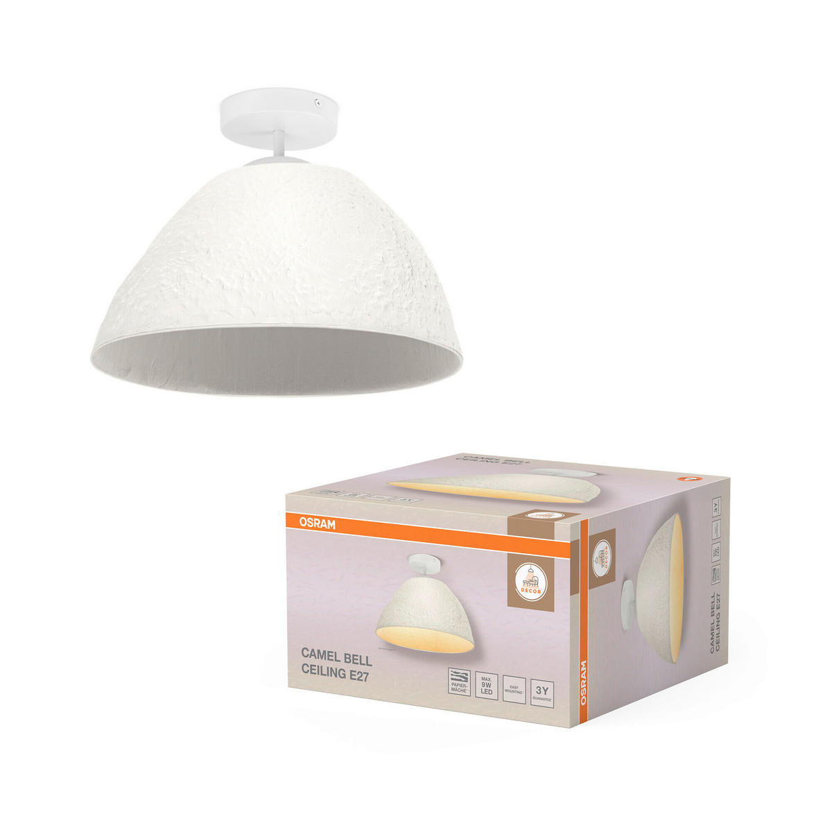 DECKENLEUCHTE  37.5/28.8 cm    - Basics, Papier/Metall (37.5/28.8cm) - Osram
