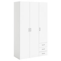 KLEIDERSCHRANK 115,8/200,4/49,5 cm 3-türig Weiß  - Silberfarben/Weiß, Basics, Holzwerkstoff/Metall (115,8/200,4/49,5cm) - MID.YOU