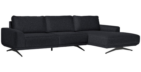 ECKSOFA in Webstoff Dunkelgrau  - Dunkelgrau/Schwarz, Design, Textil/Metall (320/172cm) - Valnatura