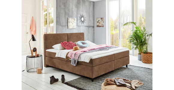 BOXSPRINGBETT 160/200 cm  in Braun  - Schwarz/Braun, KONVENTIONELL, Kunststoff/Textil (160/200cm) - Hom`in