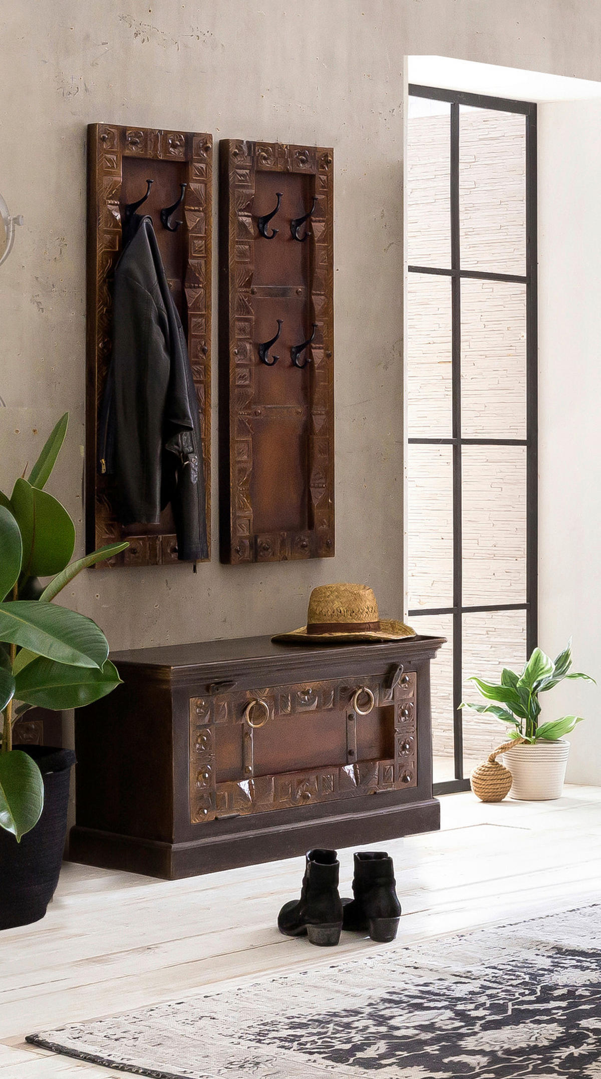 GARDEROBENPANEEL  in 35/110/8 cm  - Schwarz/Braun, Design, Holz/Metall (35/110/8cm) - MID.YOU