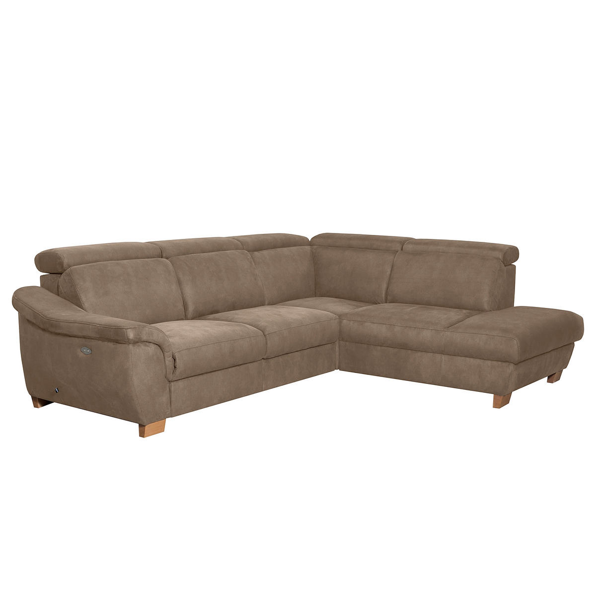 ECKSOFA Mikrofaser Braun  - Naturfarben/Braun, Design, Holz/Textil (276/238cm) - Livetastic