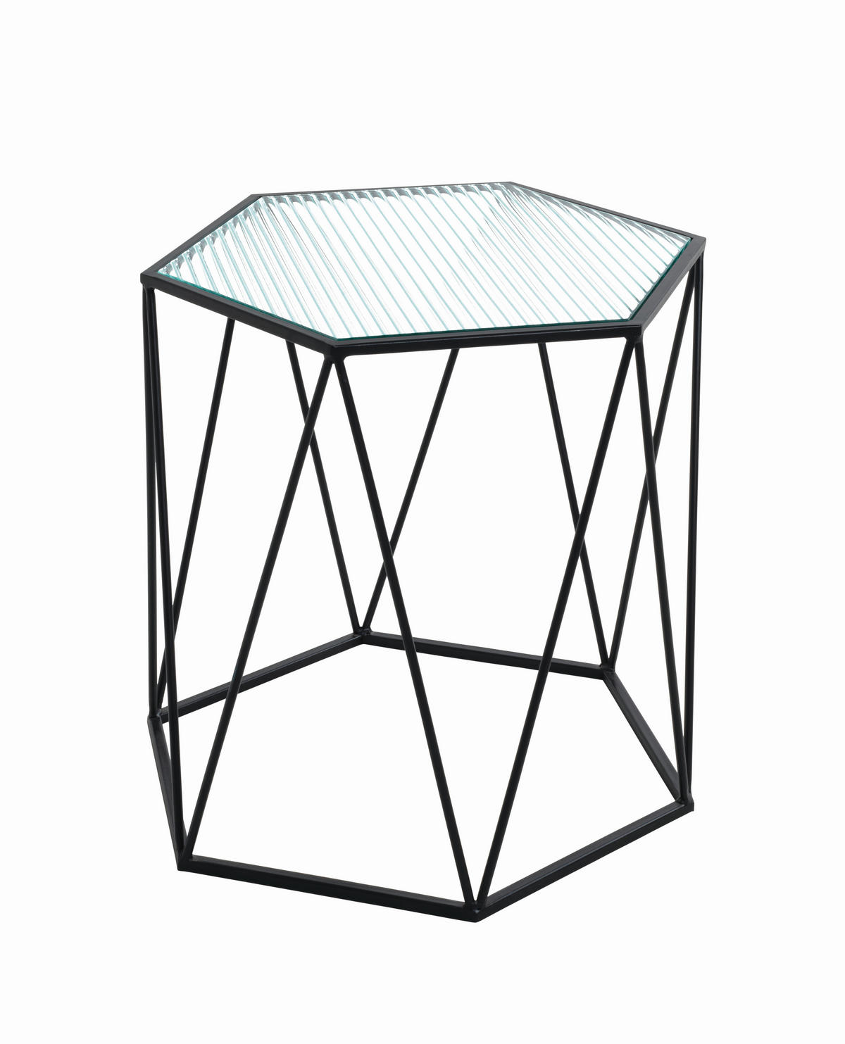 BEISTELLTISCH 46/40/46 cm Leeds Klar, Schwarz sechseckig  - Klar/Schwarz, Design, Glas/Metall (46/40/46cm)