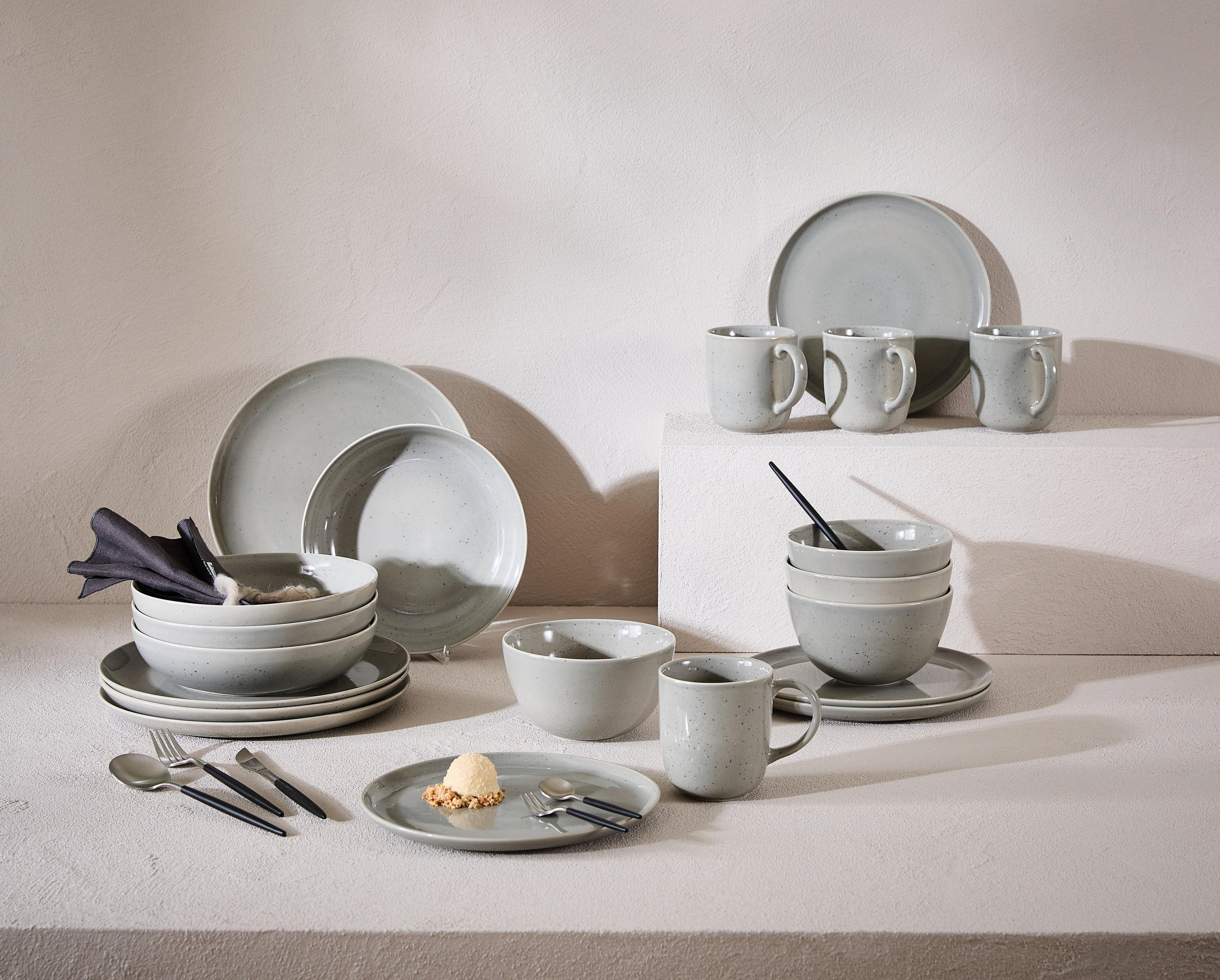 KOMBISERVICE Grau Stilo 20-teilig 4 Personen  - Grau, Trend, Keramik (29,5/32,5/29cm) - ASA