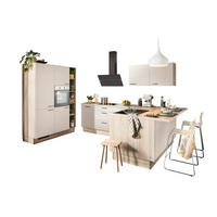 ECKKÜCHE  in Grau, Kaschmir, Tannenholzfarben  - Kaschmir/Tannenholzfarben, Design, Holzwerkstoff/Metall (150/280/121,6cm) - Xora