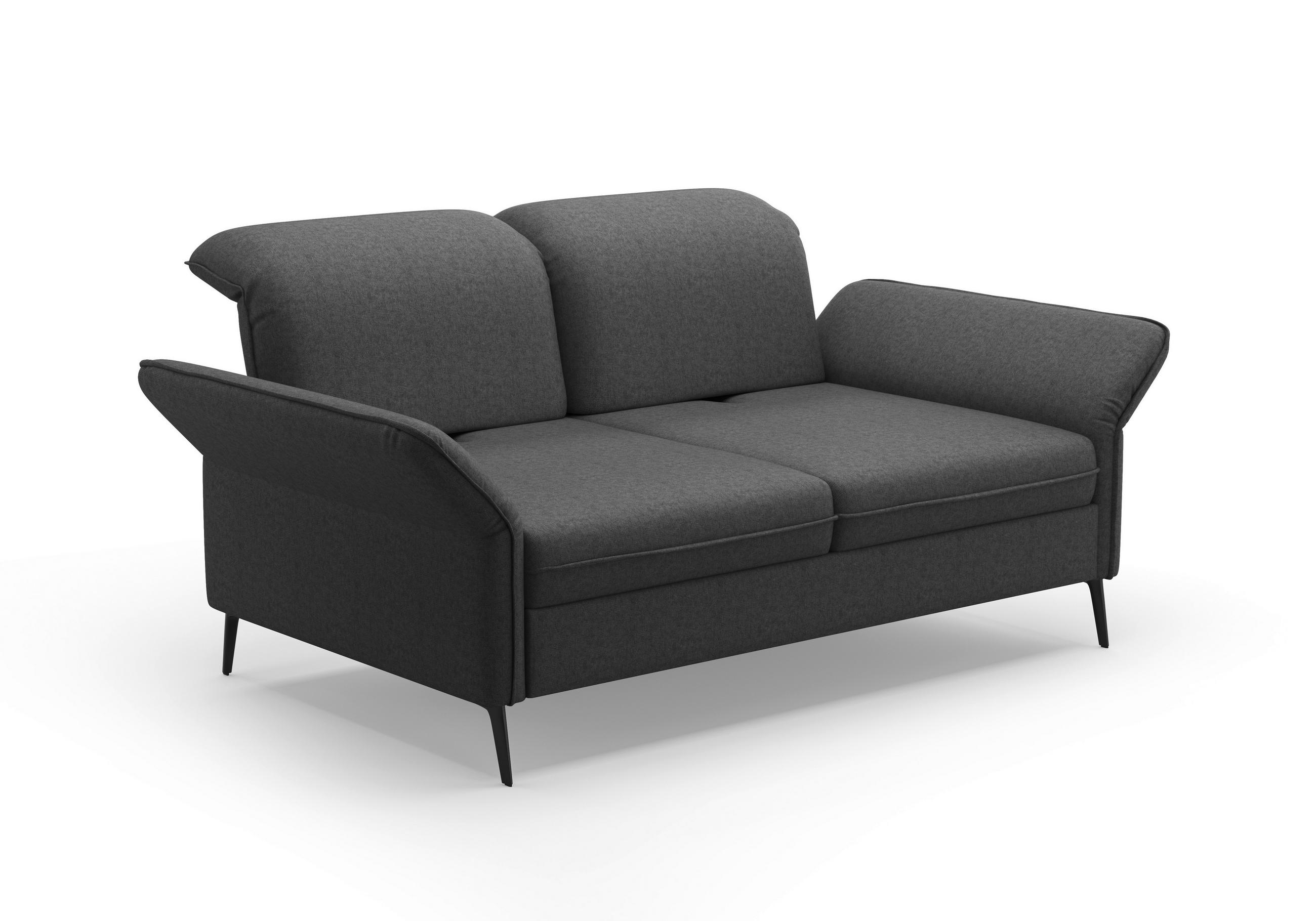 3-SITZER-SOFA in Flachgewebe Dunkelgrau - Dunkelgrau/Schwarz, Konventionell, Textil/Metall (199/92/123cm) - Sit & More
