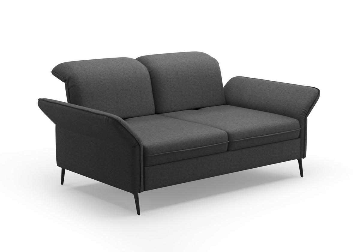 2,5-SITZER in Flachgewebe Dunkelgrau  - Dunkelgrau/Schwarz, KONVENTIONELL, Textil/Metall (189/92/123cm) - Sit & More