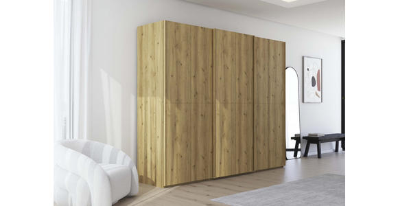 SCHWEBETÜRENSCHRANK 270/223/68 cm 3-türig Eichefarben  - Eichefarben, Design, Holz/Holzwerkstoff (270/223/68cm) - Novel