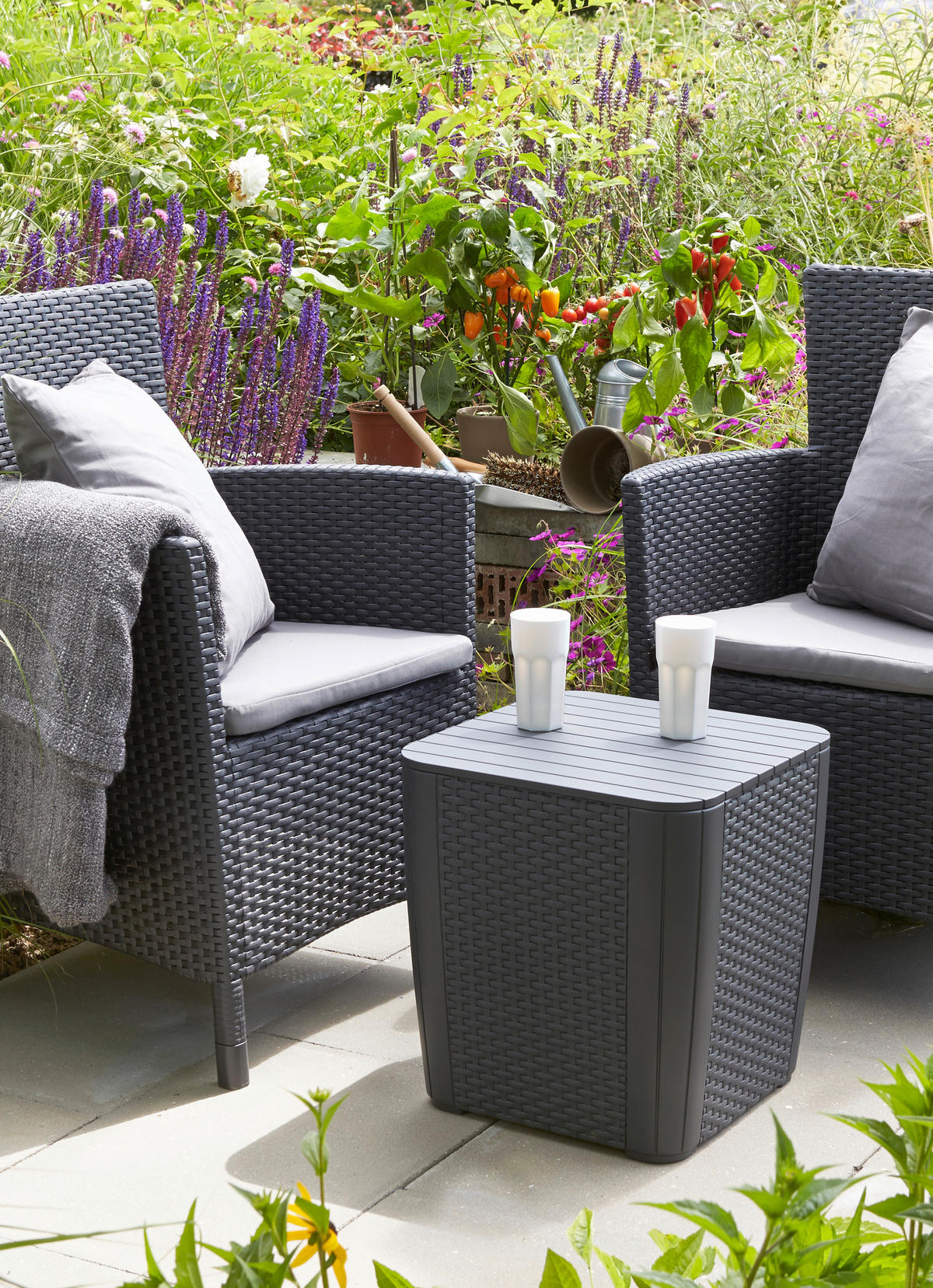 BALKONSET  3-teilig  - Graphitfarben/Grau, MODERN, Kunststoff (54/87/48cm) - Keter