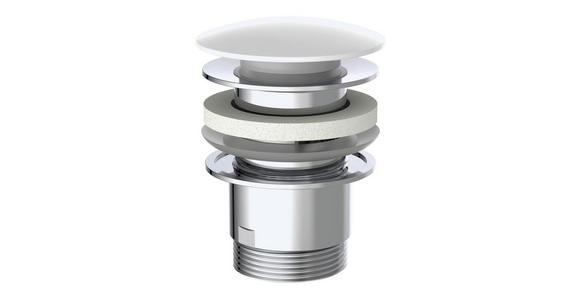 ABLAUFVENTIL - Chromfarben/Weiß, Basics, Metall (6,5cm) - Xora