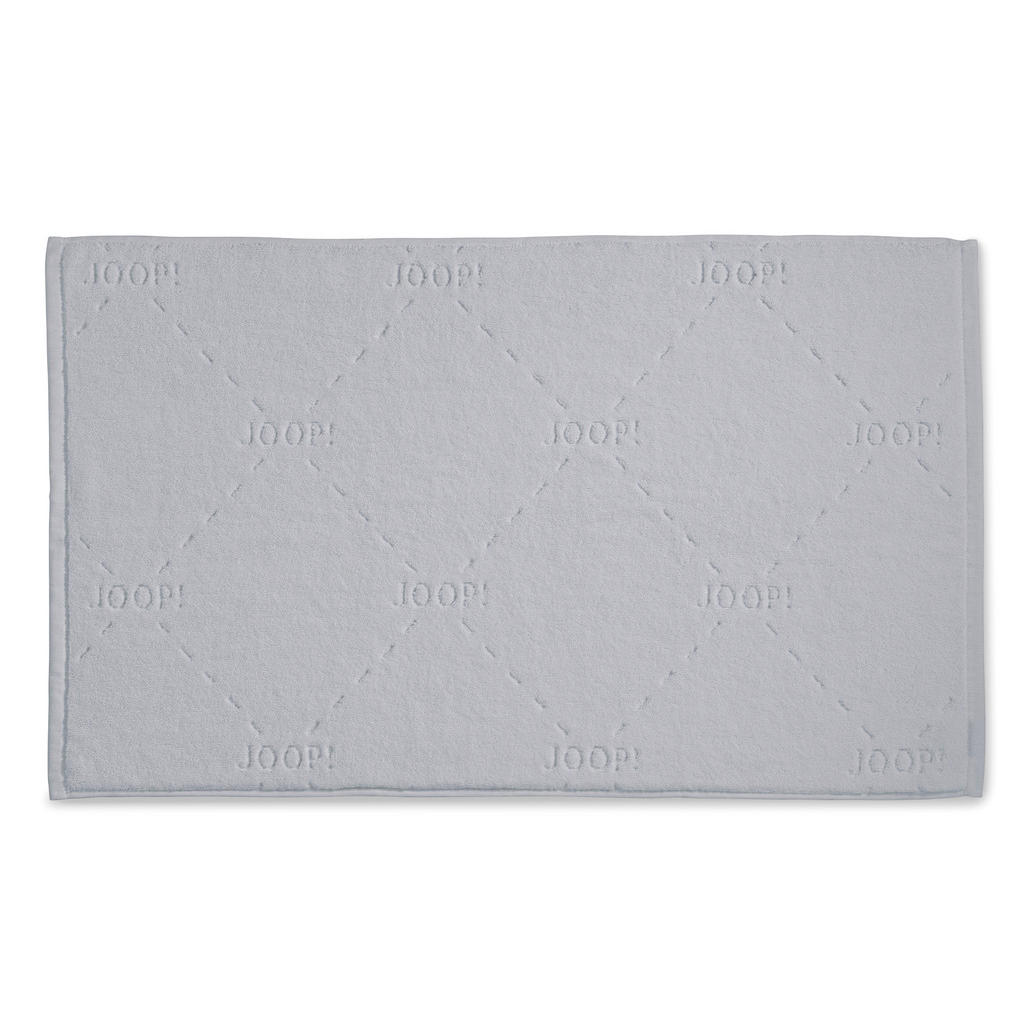 Thumbnail - Joop! Badteppich Dash, Silber, Hellgrau, Textil, Schriftzug, rechteckig, 45x65 cm, Made in Germany, für Fußbodenheizung ...