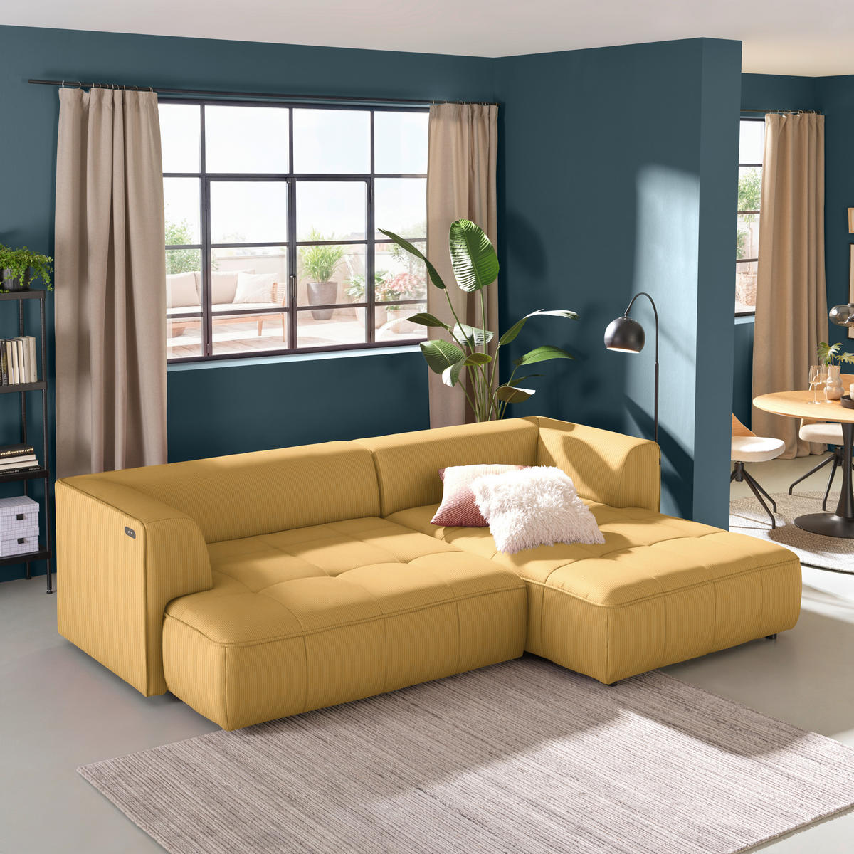 ECKSOFA  in Feincord Gelb  288/188 cm  - Gelb/Schwarz, Design, Kunststoff/Textil (288/188cm) - Welnova