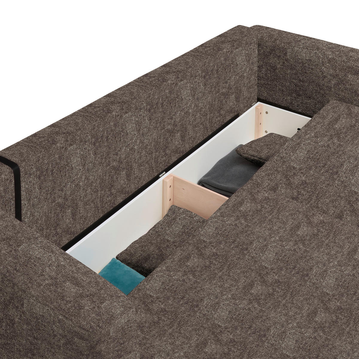 SCHLAFSOFA Velours Graubraun  - Graubraun/Schwarz, Design, Kunststoff/Textil (250/92/105cm) - Carryhome